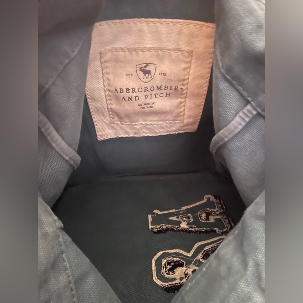 Abercrombie & Fitch Light Blue Canvas Tote with Cream Handles and Cream Logo - Picture 2 of 5